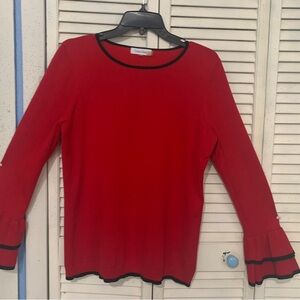Calvin Klein Red Sweater with Black Accents
